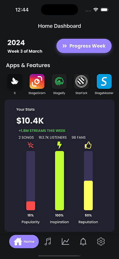 Music Simulator mobile game app design game logo ui ux
