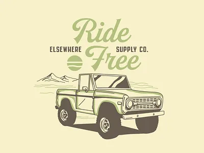 Ride Free for Elsewhere Supply Co. bronco graphic design ill illustration minimal vector