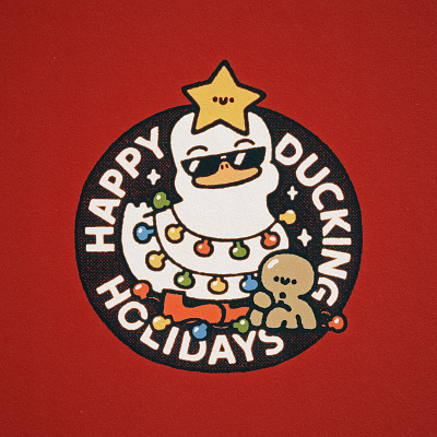 Happy Ducking Holidays branding cute design doodle duck fun graphic design holidays illustration japanese kawaii kawaii design kawaii logo lettering logo logo design print design t shirt t shirt design typography
