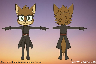 Character Name: Aero the Shadow Coyote Purpose: VTuber 3d aero the shadow coyote anime blender cartoon design illustration open for commission rig sonic stallion studio limited vrchat vtuber