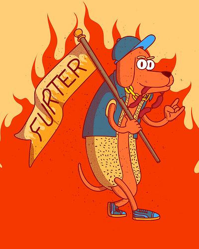 Furter Dogo character digital dog draw fire graphic design hotdog illustration mascot pet procreate vector