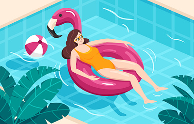 Summer is Coming! activity character flat design graphic design illustration summer swimming vector wallpaper