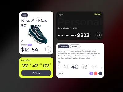 Card Component - Ecommerce app card component dashboard design detail card ecommerce mobile shoe shoes ui ui ux uidesign web design