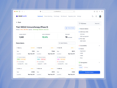 Clinical Trial Matching WebApp desktop figma healthtech ui webapp