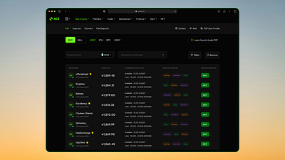 Crypto p2p Web App crypto desktop figma ui ux webapp