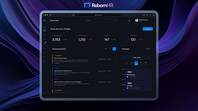 RebornHR | HRMS Webapp desktop figma graphic design saas ui ux