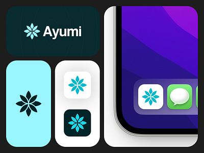 Ayumi - Logo for an A.I Wellness App abstract logo app mockup brand design branding geometrical logo graphic design logo design radial pattern tech wellness