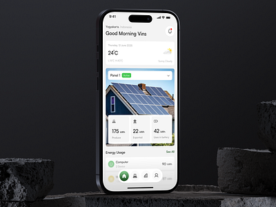 Sumon - Solar Panels Apps clean design electricity energy figma green energy mobile app monitoring monitoring app panel power product design renewable smart energy management solar solar energy solar energy app solar panel solar panels ui