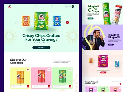 Pringles Chips Landing Page Concept branding colorfull company design ecommerce elementor food framer landing online page product shop snack store ui webflow website wordpress
