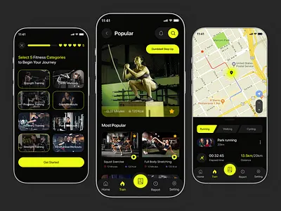 Fitness App UI Concept activity coach concept design exersise fitness gradient gym health mobile app motivation neon sport tracker training ui ux wellness workout