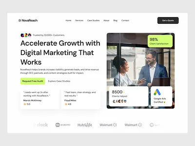 NovaReach - Digital Marketing Hero agency clean design company profile coorporate style digital marketing digital marketing agency landing page marketing marketing team responsive responsive web design sales marketing ui uiux web design xenity xenityui