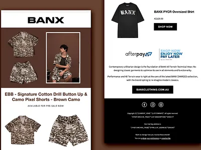 Camo Pixel Shorts from BANX design email email design email template fashion email html email newsletter newsletter template responsive email template