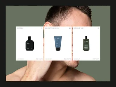 Kahf — Product Section Concept branding cosmetics design ecommerce graphic design kahf kahf website male skincare man cosmetics masculine product page skincare trending ui uiux website design