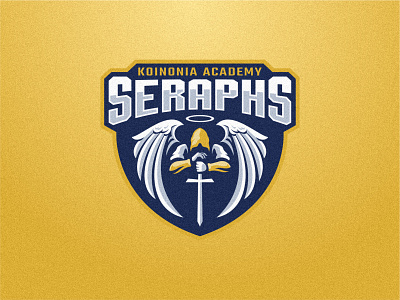 KOINONIA ACADEMY SERAPHS academy angel brand character college design graphic design illustration logo mascot school seraphs sports vector wings