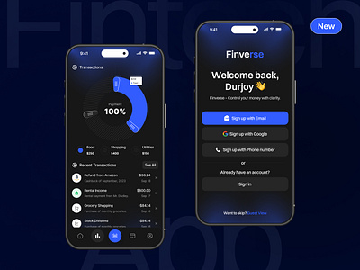 Fintech App Dark Mode app branding dark dashboard design figma graphic design icon illustration logo minimal ui user experience ux vector