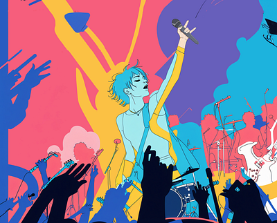 The Night We Seized Music big crowd concert digital art graphic design illustration music rock band stage performance