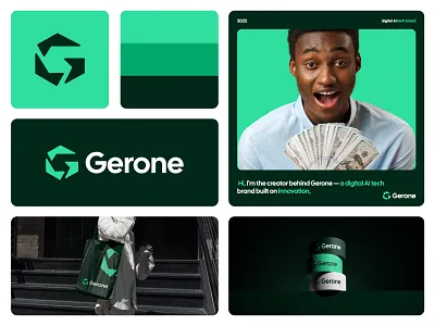 Gerone - Brand Identity Design for a Digital Ai Tech Branding abstract logo ai logo app icon branding business logo company logo creative logo design digital logo logo logo design modern logo professional logo startup logo tech logo unique logo