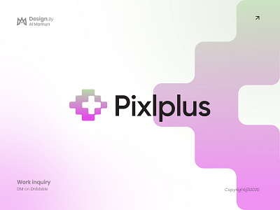 Modern Pixel and Plus, Technology Logo branding gradient identity logo logo design logo designer logo icon logo mark marca marka modern logo pixel logo pixlet logo plus logo software logo tech logo technology logo unique logo webapp logo