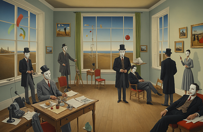 Masquerade of the Subconscious digital art graphic design illustration office politics surrealistic
