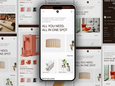 Modern Furniture eCommerce – Responsive UI Design e commerce ecommerce furniture mobile mobile app mobile responsive modern responsive shopify shopify website ui ux woocommerce wordpress