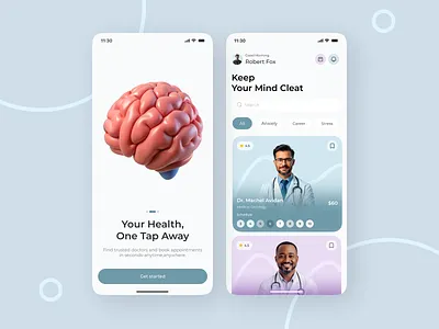 Mental Health Mobile App daily check in depression support doctor mobile app health app meditation mental health mental health app mental health design mental wellness mindfulness mobile ui mood tracker