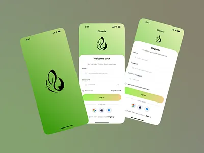 Log in,Sign up & Splash Screen Mobile App app design authentication authentication page beauty app beauty mobile app beauty product beauty product mobile app cosmetic app design app iso log in page log in ui mobile design online shop product app shopping ui sign in page splash screen ui design