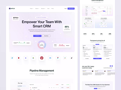 Nitux – Smart CRM Landing Page UI/UX Design ai powerd crm analytics crm design crm platform crm system crm trends crm ui crm web design design dribbble ui landing page design saas ui salesdashboard smart crm startup design ui ui inspiration uiux ux ux design