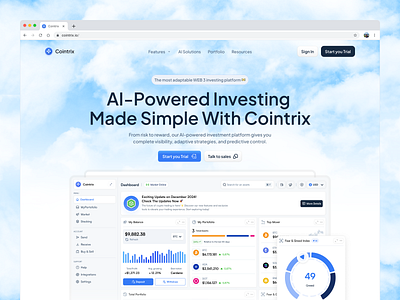 SaaS Web3 Investment Landing Page ai blockchain crypto exchange crypto investment dashboard digital assets finance fintech investment landing page modern nft saas simple startup website uidesign uxdesign web design web3 website