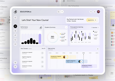 Online Education Dashboard Concept college dashboard design e learning education figma learning learning platform online class online course online education school ui design uibulbul uiux design university web web design website website design