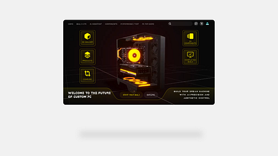 Futuristic PC Builder Website aiux cyberpunkdesign darkui dashboarddesign designinspiration figma futuristic futuristicdesign herosection modernui pc pcbuild pcbuilder techwebsite webdesign wireframe