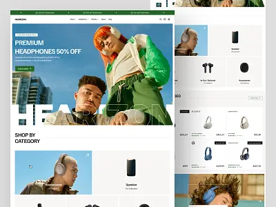 Hearizon - Ecommerce Website branding clean design earphone graphic design headphone headphones landing page mic speaker ui ux