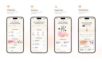 Fitness App UI – Tracking & Monitoring Screens mobile ui