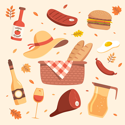 Picnic Time! activity design flat design food graphic design illustration pattern picnic summer vector wallpaper