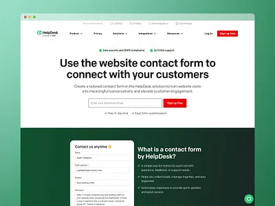 Contact Form Landing Page for HelpDesk creative design customersupport design landingpag web web design