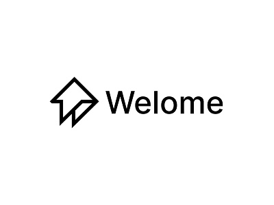 Welome w letter home logo black branding building design estate home letter logo logo design modern logo real simple w white