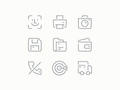 Stacklet Icons | Iconography brand icons camera icon floppy icon folder icon goal icon icon designer icon system iconography icons icons designer monoline monoline icons phone icon printer icon truck icon vector wallet icon