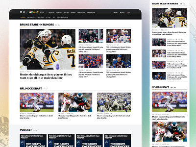 Trending News! bruins design nbc news nfl patriots podcast responsive design sports trending ui ux strategy web app