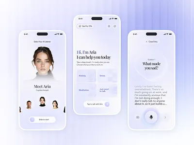Calmnia – AI-Powered Mental Wellness Companion App app app design chatbot concept mental health minimal ui mobile mobile app mobile application mobile ui ui uiux ux wellness