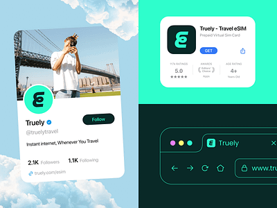 Social media branding for eSIM app store branding esim identity linkedin logo logo branding social social media