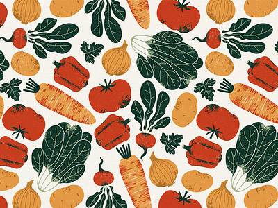 Vegetables seamless pattern food illustration organic pattern retro surface design textured vector vegetables