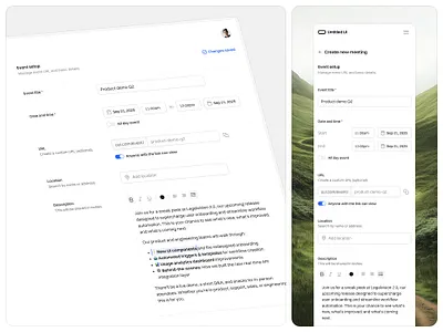 New meeting form — Untitled UI date picker form product design schedule settings ui design user interface