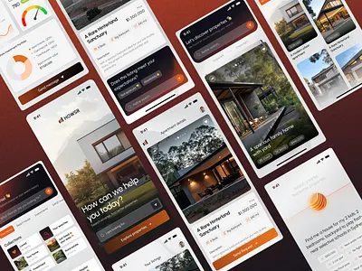 HOWSR: Real Estate smart search ai reccomendations design system listing ui map search marketplace mobile design mortgage orange property management real estate rental app search ai search filters uiux