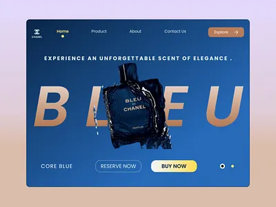 Elegant Blue Chanel Perfume Website Design branding graphic design ui