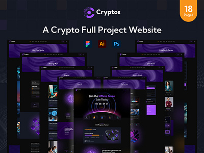 Crypto Landing Page Full Website blockchain crypto crypto currency figma full project crypto product design ui uiux design ux web design