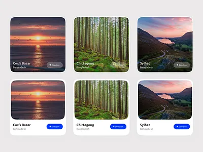 Destination Cards UI ai branding card design card ui cards dashboard design graphic design illustration landing page logo mobile app modern card section ui uiux vector webdesign website