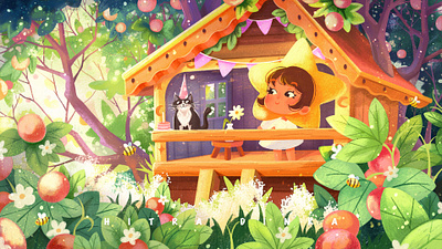 Sunny Treehouse — Childhood Dream Illustration art bookillustration cartoon characterdesign childrensillustration conceptart coverillustration cozyart digitalart digitalpainting dribbbleillustration girlillustration illustration procreate