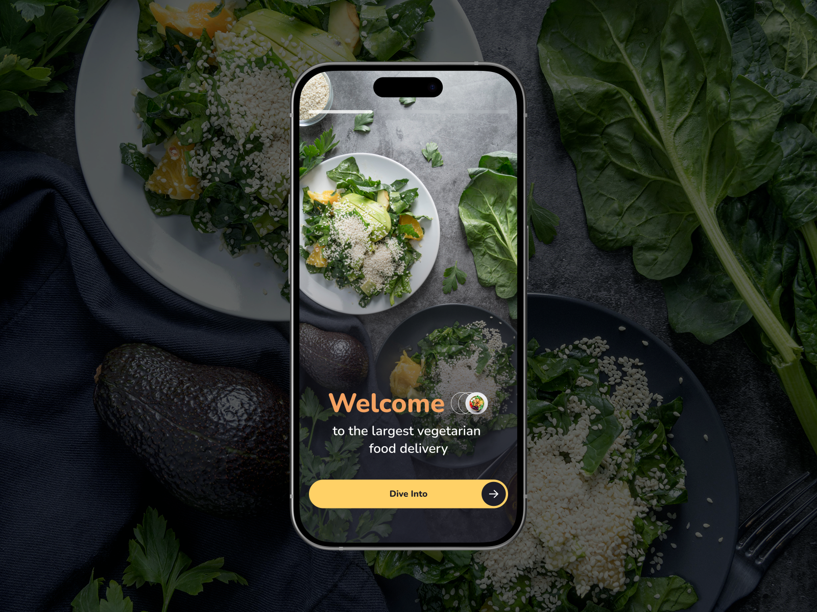 Vegetarian Food Delivery - Mobile App animation app clean design drumncode food mobile motion graphics ui web development