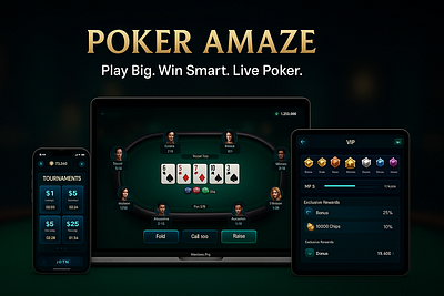 Poker Maze - UI screens of mobile , tablet and desktop view. designs online poker poker poker games poker maze ui