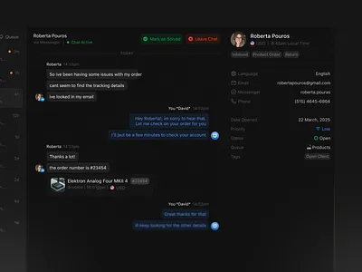 Customer service dark mode ai app chat clean customer dark dark mode design interface minimal product saas service settings sidebar ui ui design ux ux design web