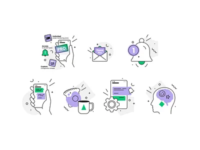App Screens alarm app branding breakfast design email graphic design icon icon set illustration message mobile notification phone pro screen settings smart user vector